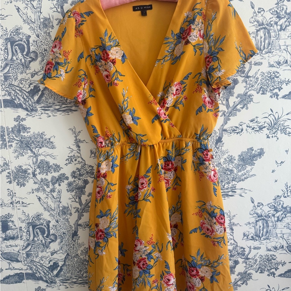 As U Wish Yellow Floral Mini Dress
